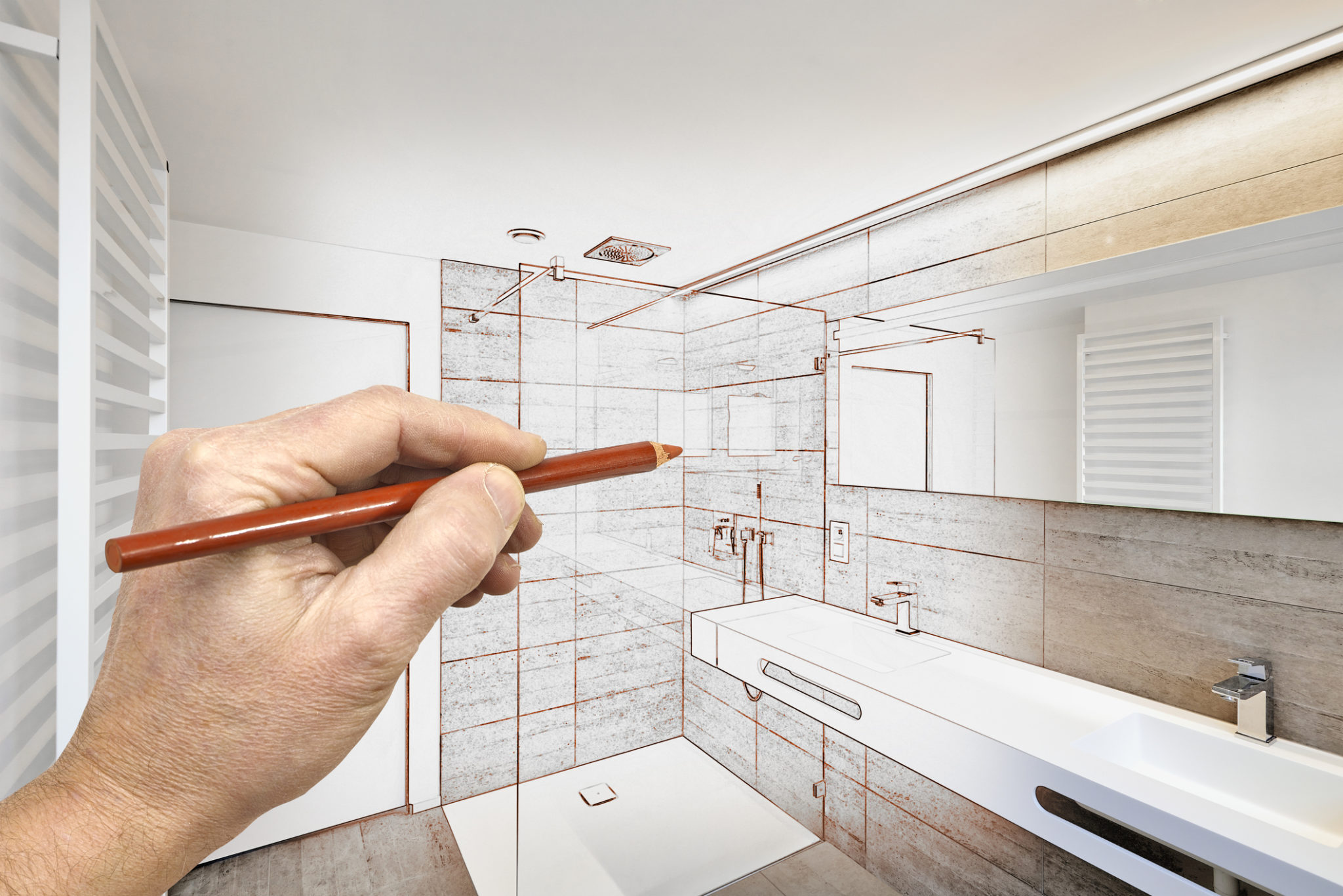 Drawing renovation of a luxury bathroom Drawing renovation of a luxury bathroom estate home shower